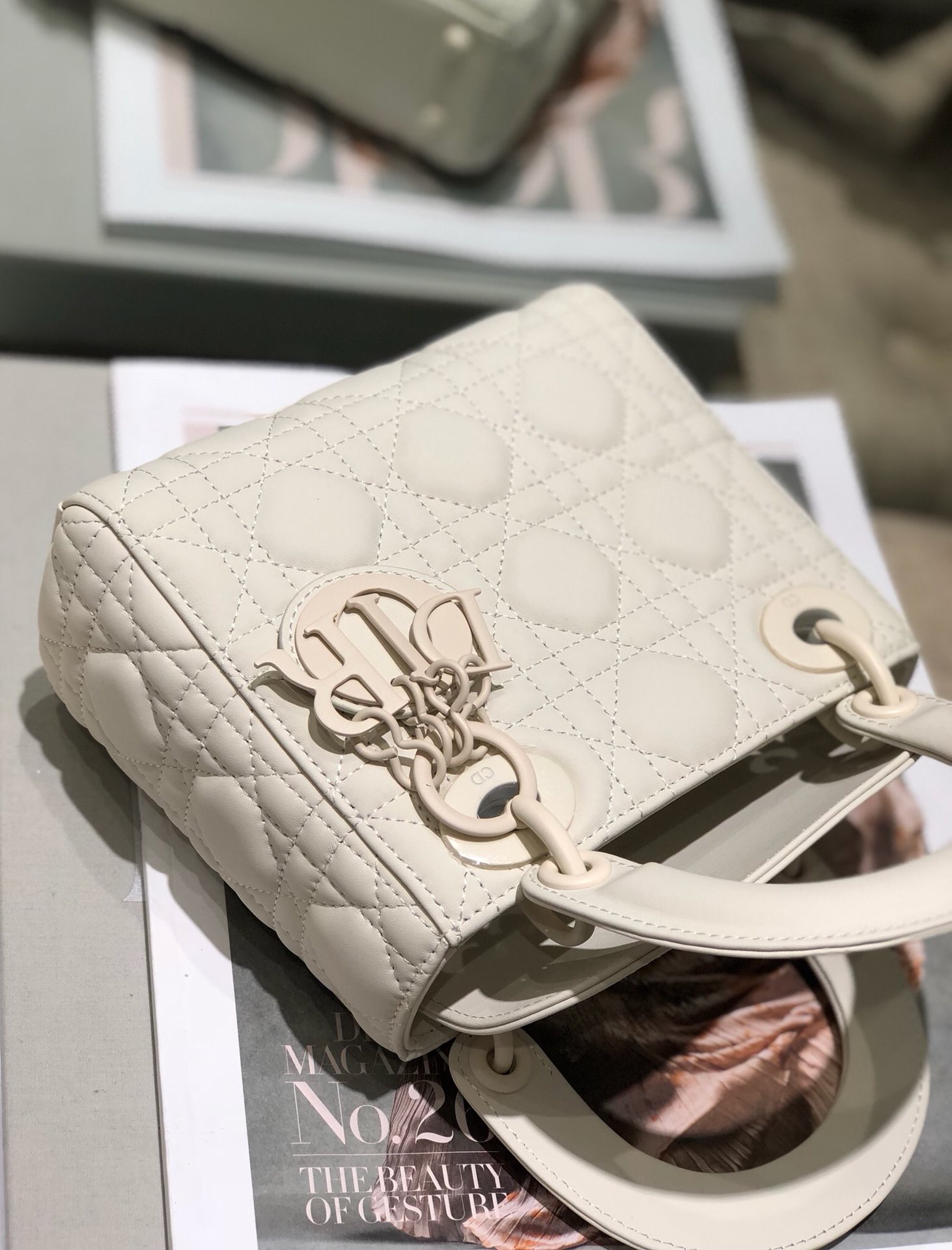 Mini Lady Dior Bag Latte Ultramatte Cannage Calfskin